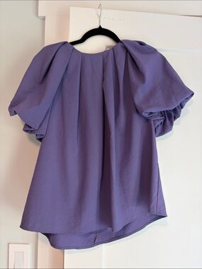 entro Purple Puff-Sleeve Blouse